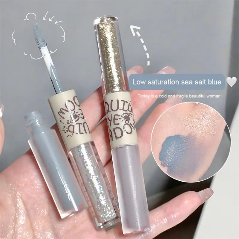 Double-headed Liquid Eyeshadow Matte Pearlescent Thin Shiny Film Overlay Brightening Eye Shadow Waterproof Easy To Color Makeup