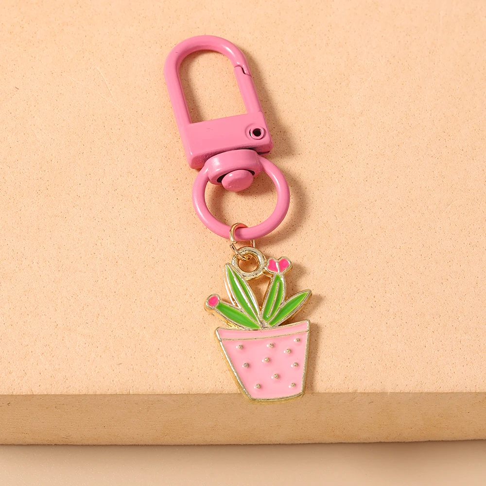 Aihua Niedlicher Emaille-Blumentopf Schlüsselanhänger für Frauen und Mädchen Blumen-Schlüsselringe Handtaschenanhänger Geburtstags-Schmuckgeschenke – Detail 6