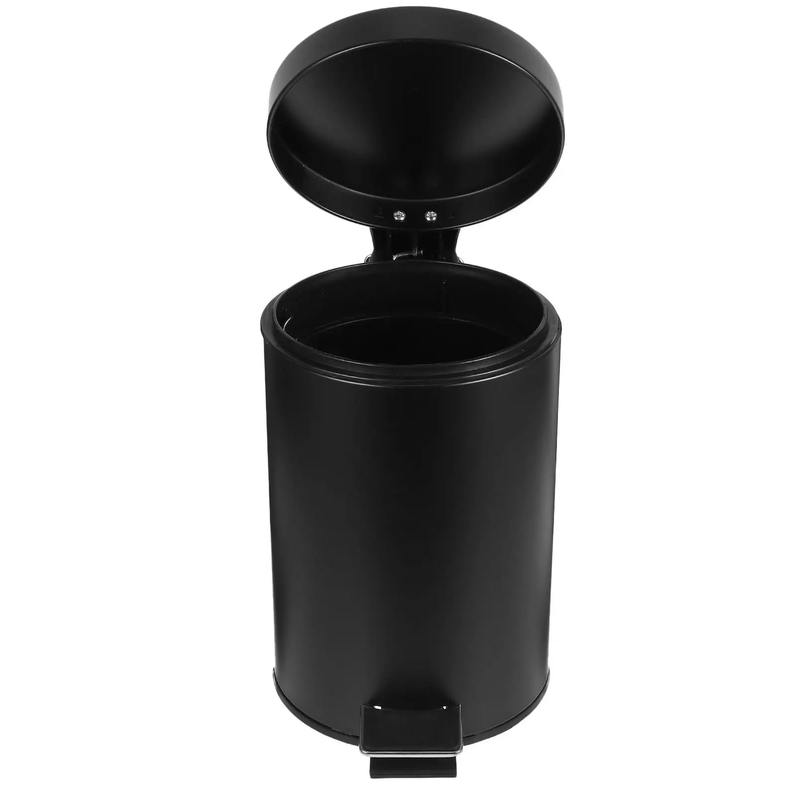 

Pedal Trash Can Black Matte Round Lid 3L Kitchen Bathroom Bedroom Garbage Bin Waste Basket Reusable Easy Clean Iron Large