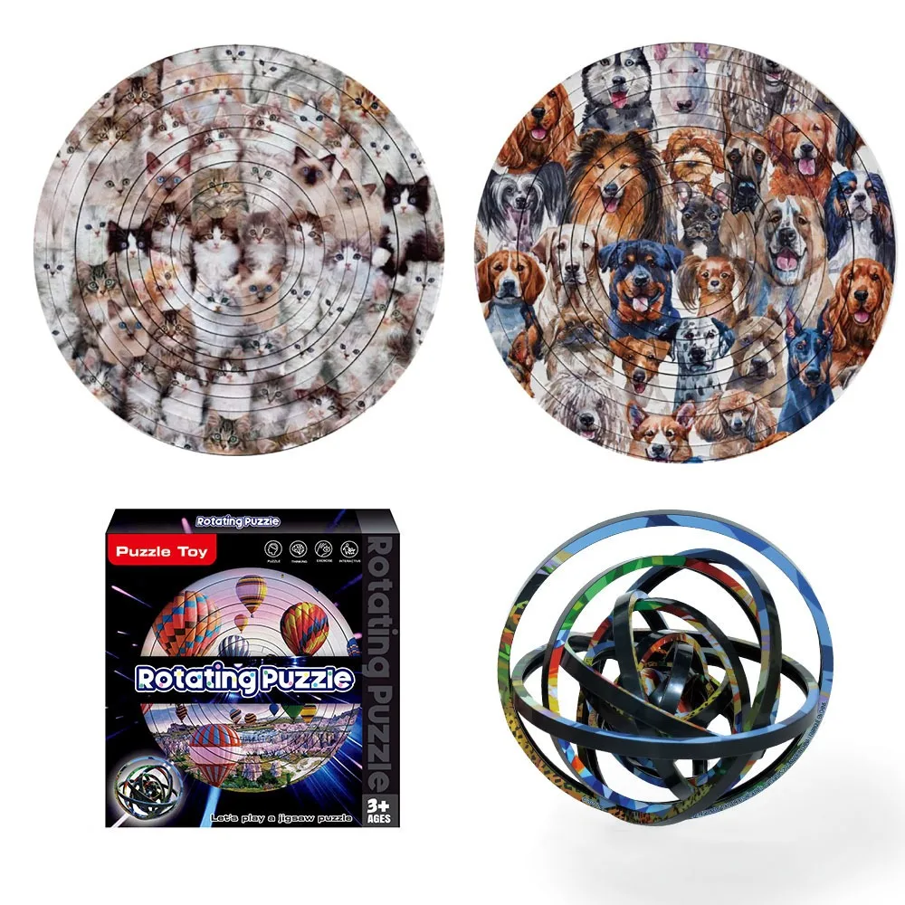 

360° Rotating 3D Rotating Puzzle Cat DIY Spinners Ball Jigsaw Creative Building Block Double Sided Rotating Ball Toy Kids Toys