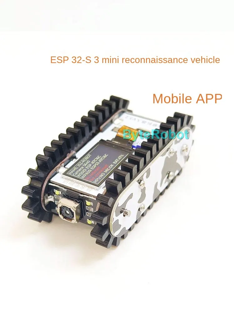 Mini Car Metal Tank Chassis Scout Trolley Tank for ESP32 Vscode Programmable Robot App/Handle Control ESP32-S3 Tractor Crawler