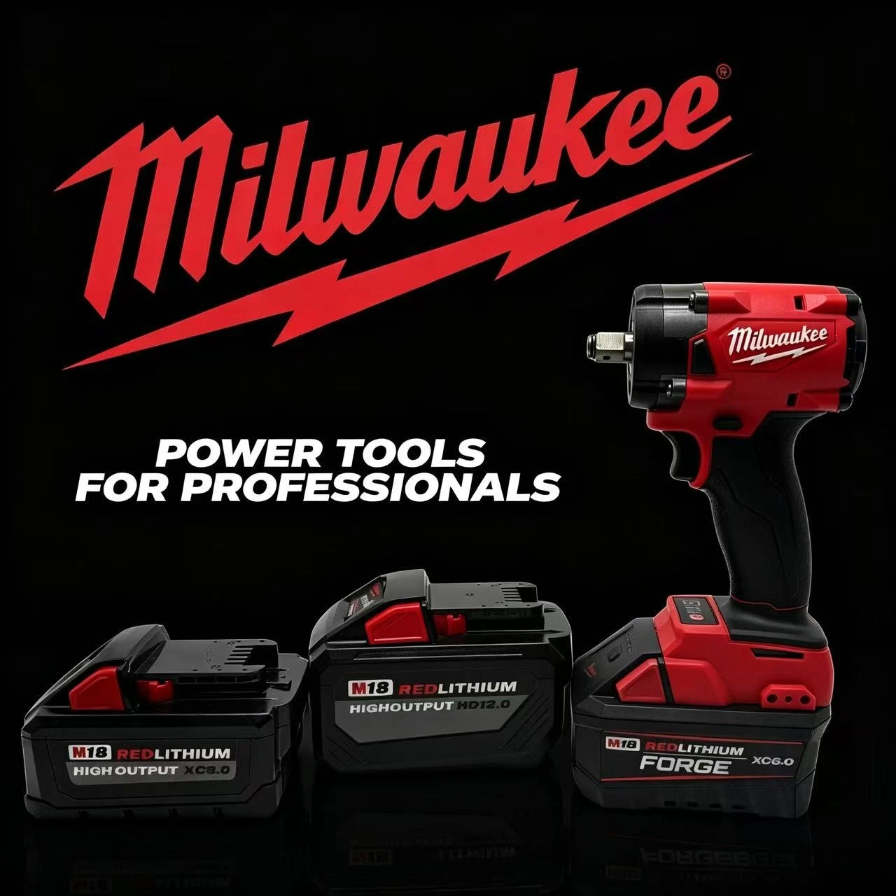 

.Milwaukee M18 REDLITHIUM FORGE & HIGH OUTPUT Batteries, 6Ah/8Ah/12Ah, built with premium forged craftsmanship for long runtime