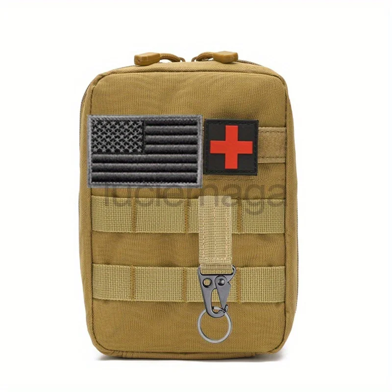 LUC 1000D First Aid Kit Bag with US Flag Ourdoor Survival EDC Pack Molle Tactical Waist Pack For Hunting Camping Accessory Bag