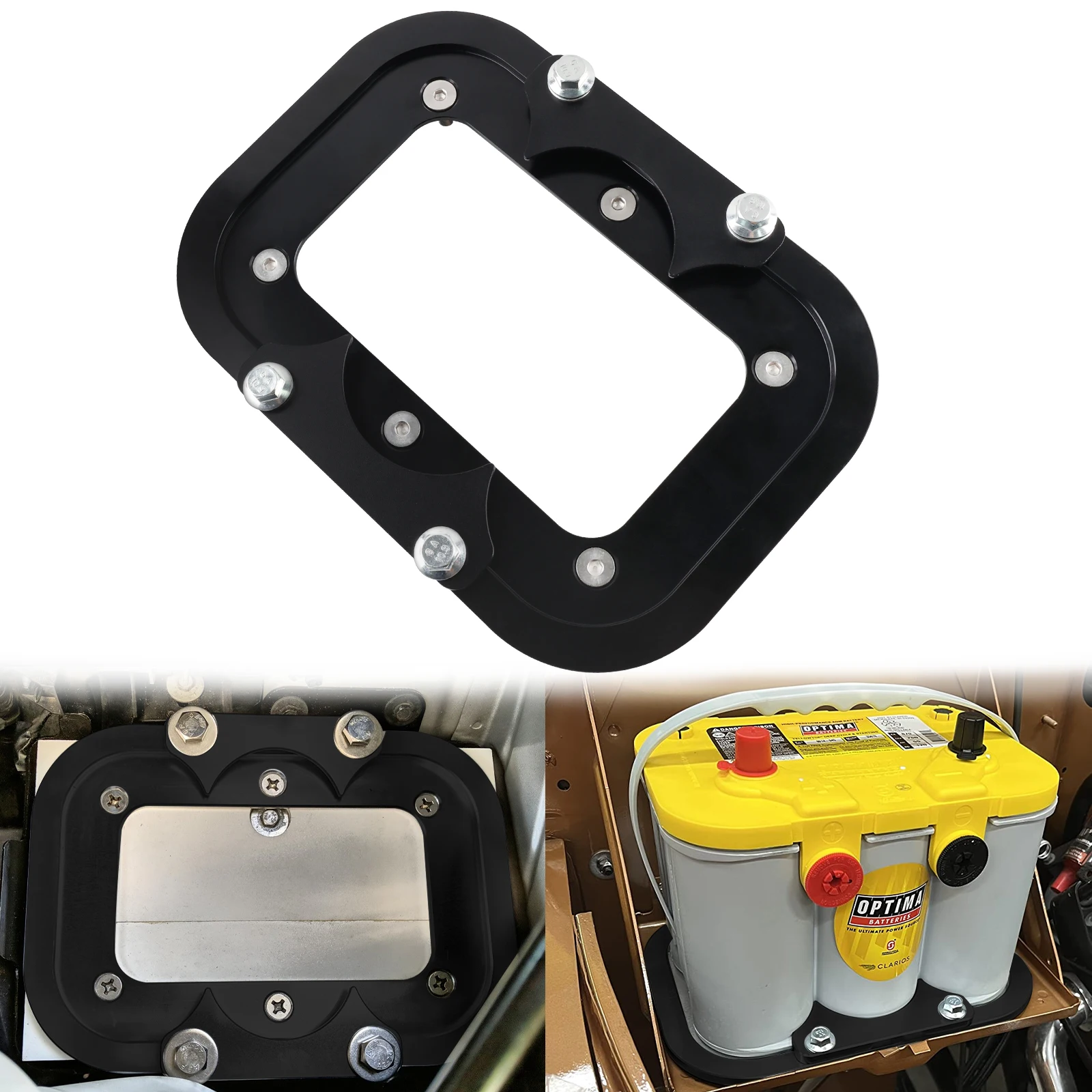 Aluminum Battery Relocation Holder Tray/Hold Down Mount Bracket For Optima D34 34/78 Battery Sizes Billet Battery Tray Car Parts