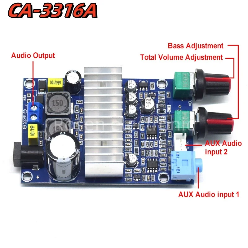 CA-3316A 100W Subwoofer Amplifier Board DC Single Power Supply 24V High-performance Power TPA3116 Mono Digital Amplifier Board