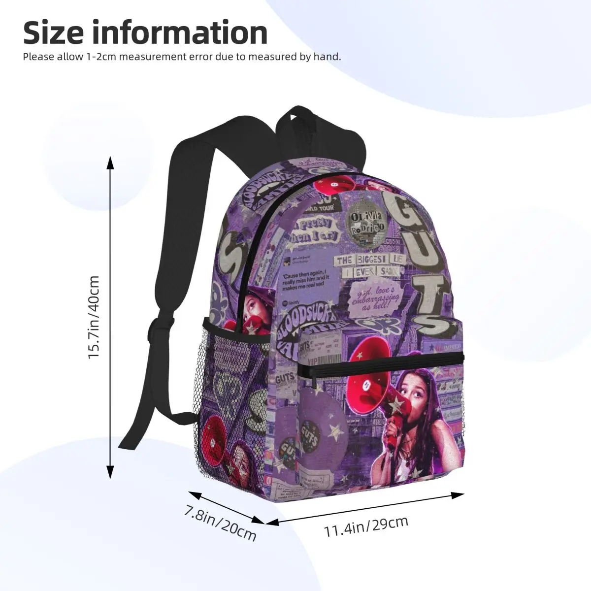 Olivia Vampire Rodrigos Sour Student Backpack School Bag Hiking Travel Daypack for Men Women Bookbag Shoulder Bags