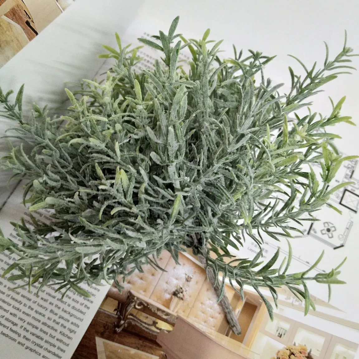 

Simulation of hairy silver leaf chrysanthemum rosemary tied wedding bouquet decoration photography bunch grass