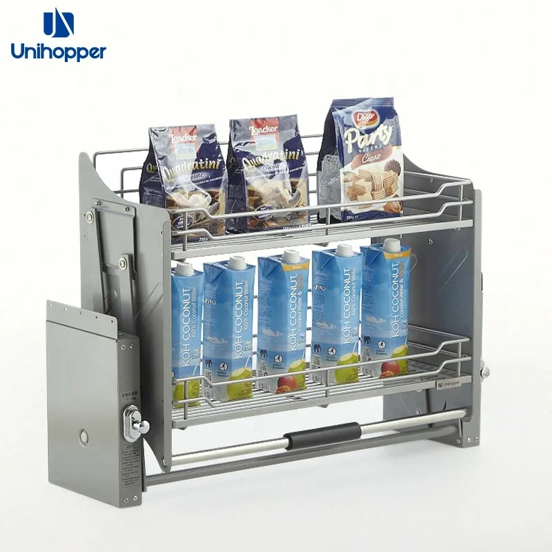 Unihopper acessórios de cozinha armário pull down fio cozinha cesta levantada cesta elevador com fechamento macio