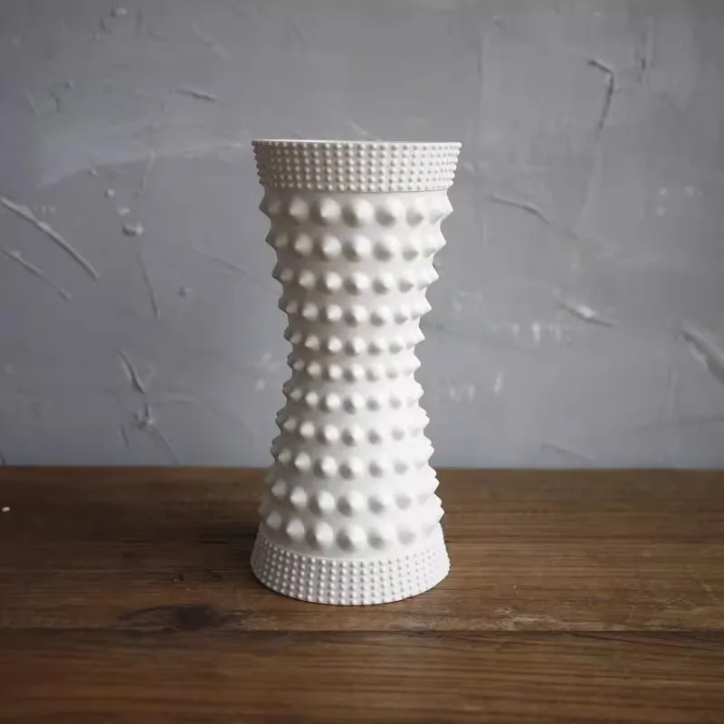 Designer Style Punk Rivet Plain White Vase/Home Decoration