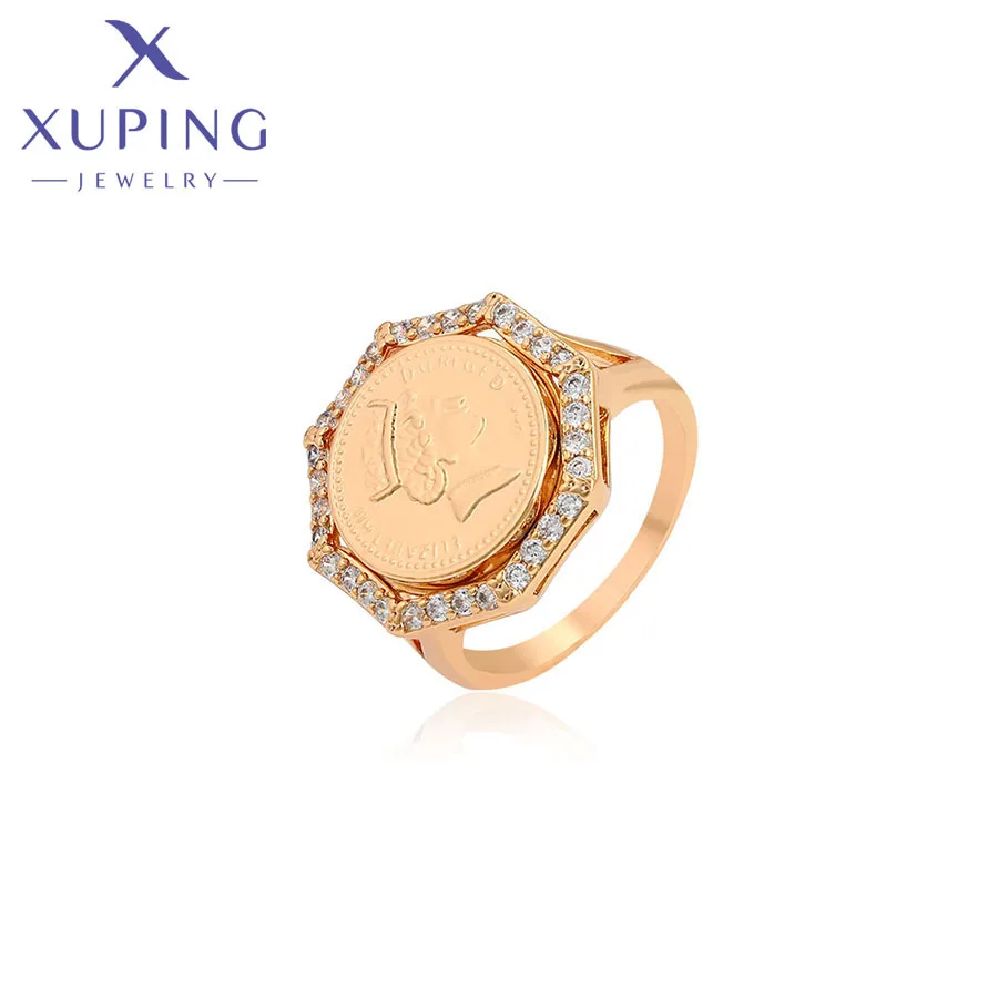 Xuping Jewelry Fashion New Arrival European Uunique Copper Alloy Metal Gold Color Rings for Women Christmas Party Gift A00917388