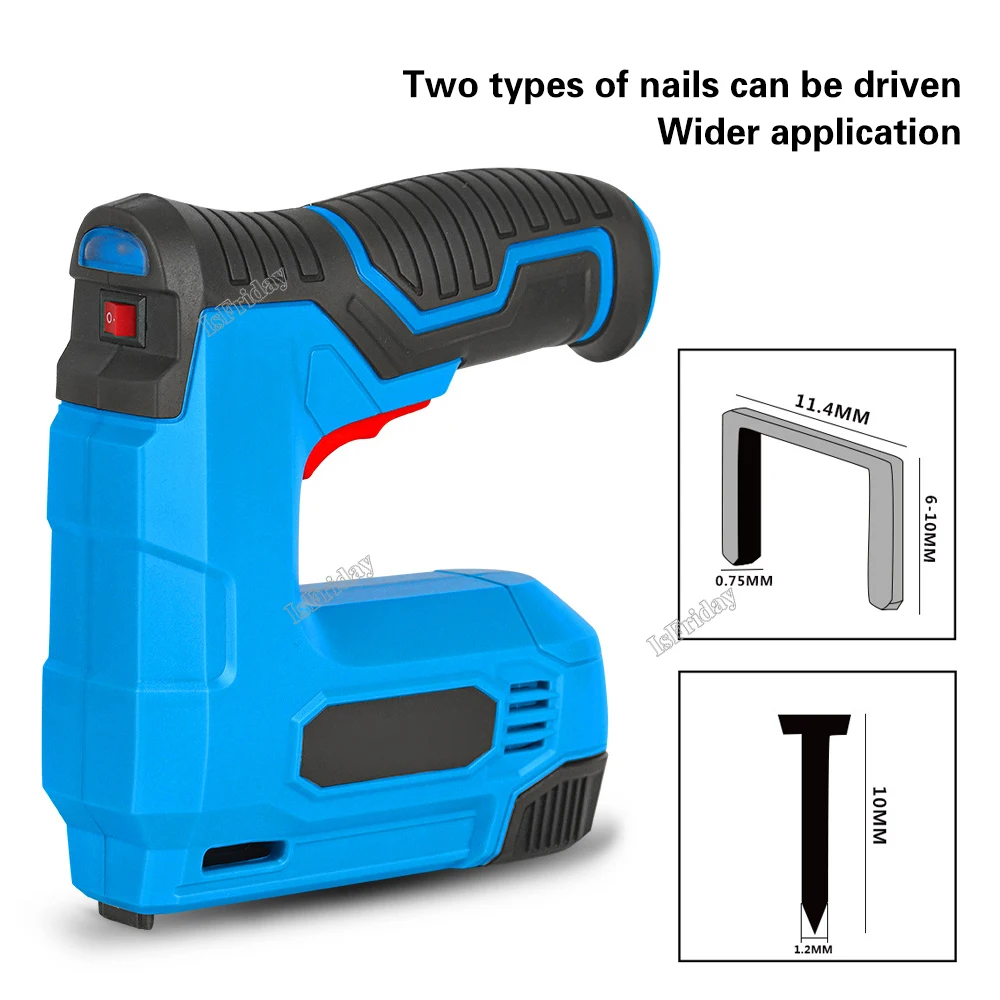 Electric Brad Nailer Cordless Electric 2 in 1 Nailer/Stapler Gun with 800pcs Nails DIY Woodwork Frame Multitool Nail Stapler Gun