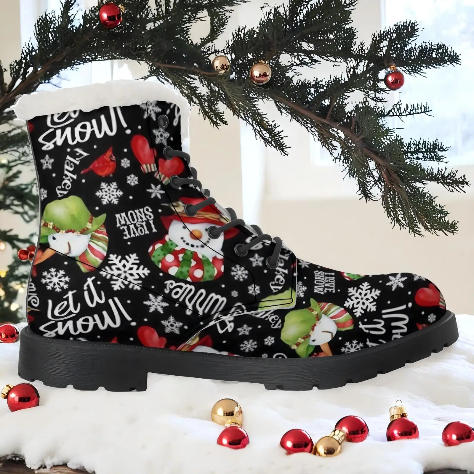 لطيف ثلج الكرتون طباعة أفخم الأحذية عارضة الأحذية منتصف العجل الأحذية المألوف الكلاسيكية تنوعا الخريف والشتاء الأحذية