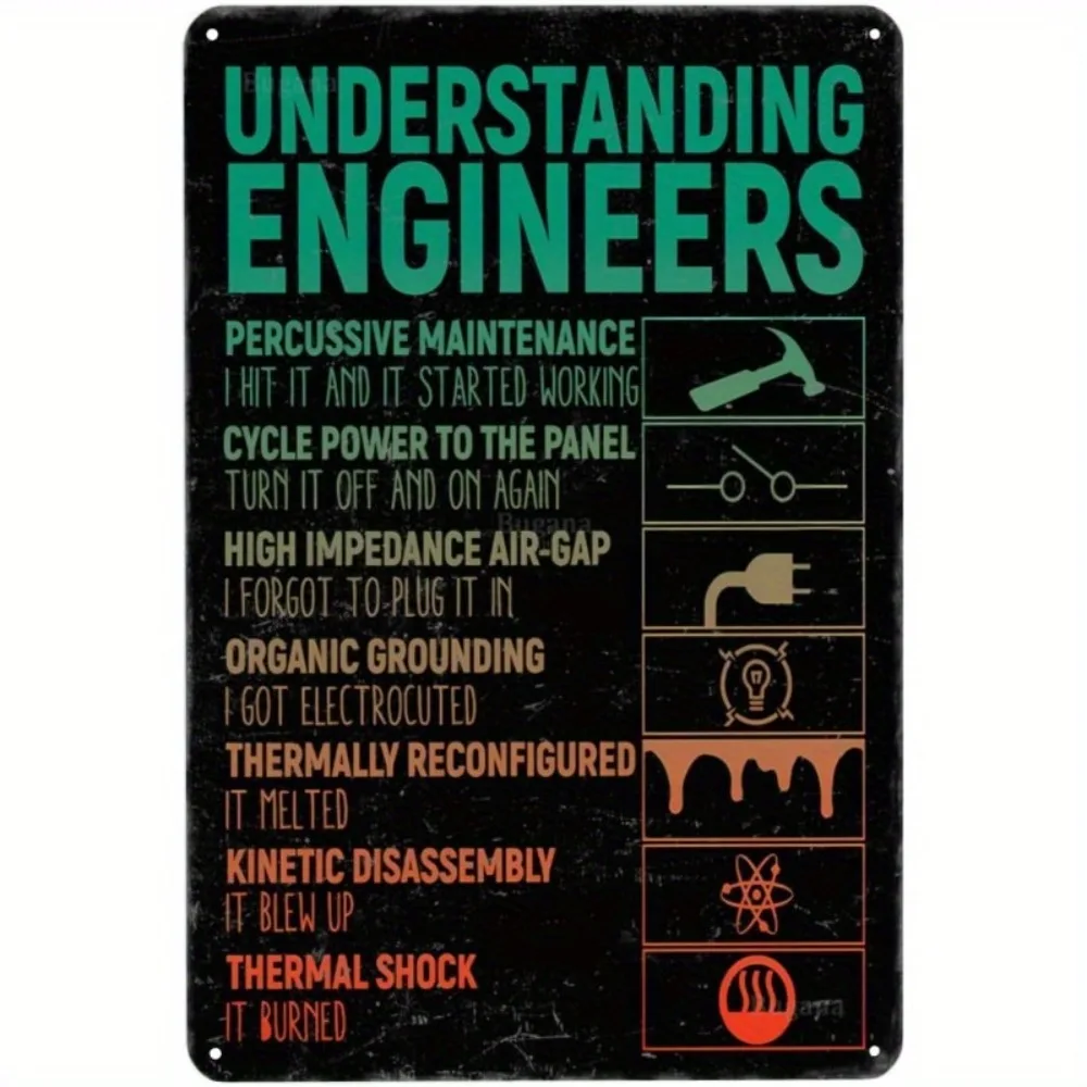 

Understanding Engineers Vintage Metal Sign, Retro Tin Signs Posters for Man Cave Bar Garage Car Room Streets Wall Decor Art