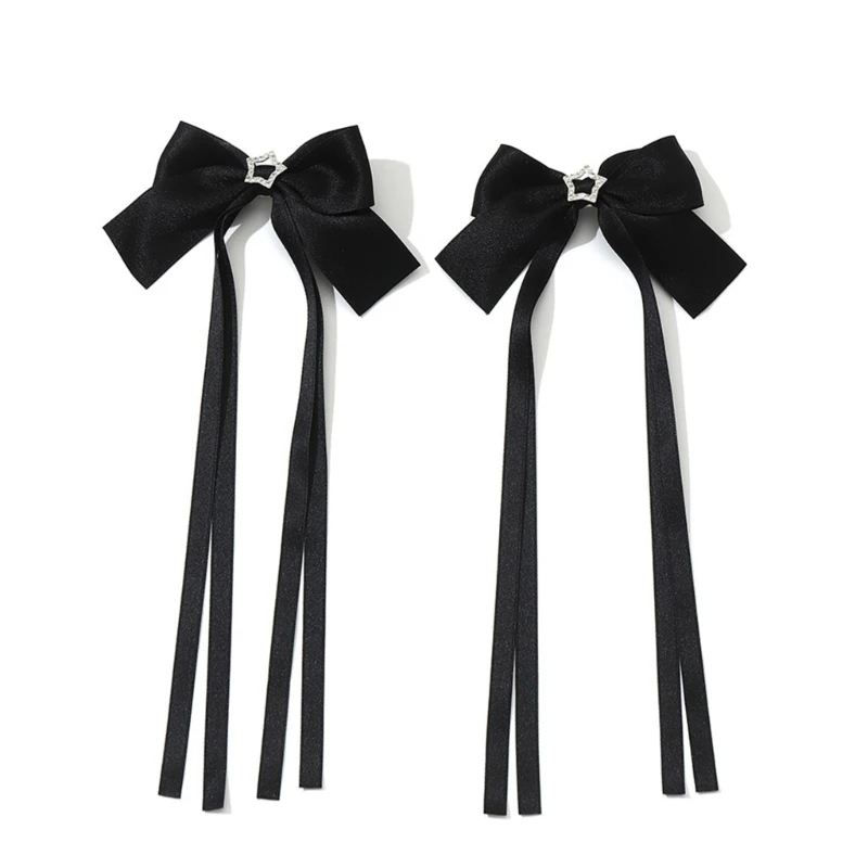 

Star Rhinestone Bowknot Shape Duckbill Hair Clip Summer Headwear for Woman Girls Taking Photo Braids Hairpin Anti-Slip