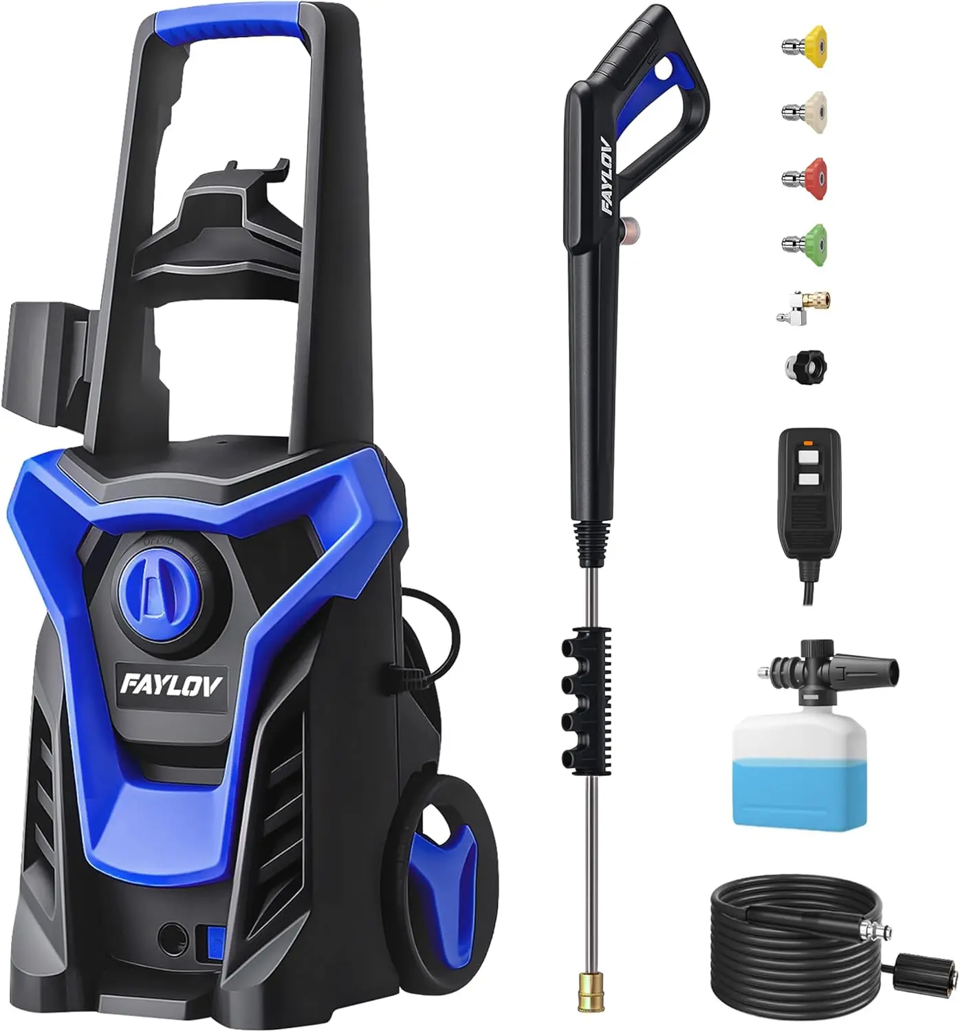 

GFCI-Safe Electric Power Washer, 1.33GPM Portable Pressure Washer with Metal Spray Gun & 360° Nozzle, 4 Quick Connect Tips, Foam