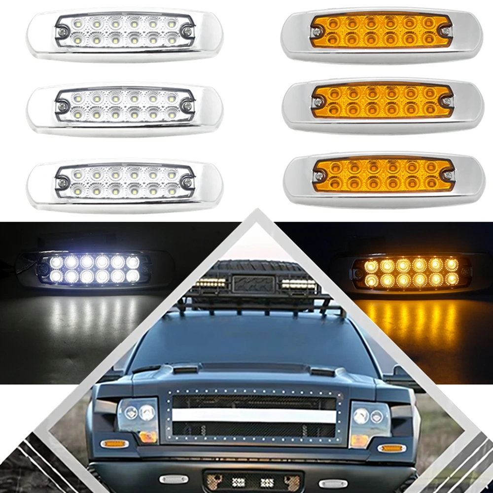 2/6pcs LED 12V 24V Car Trucks LED Side Marker Clearance Thin Light Chrome Auto Truck Trailer Lorry Caravan Bus Van Boat Caravan view 5