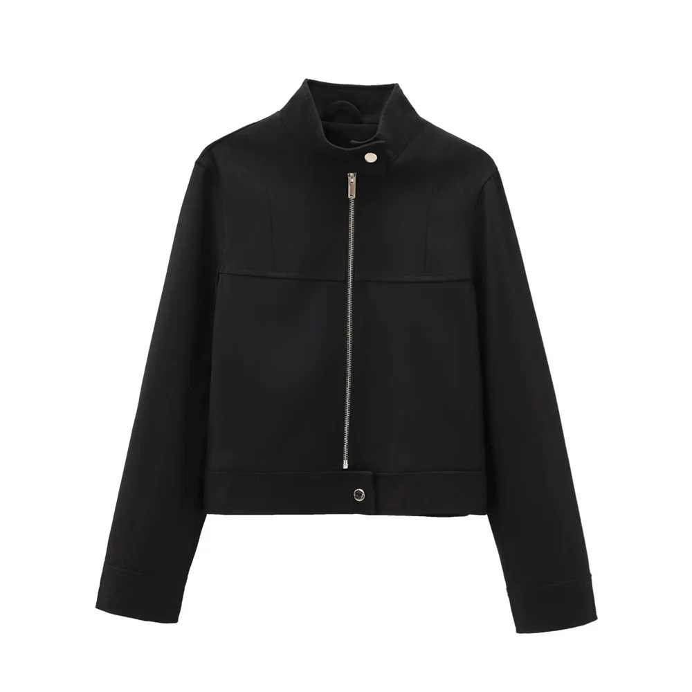 

Women's Fashion Simple and Versatile Zipper Decoration Short Jacket Coat Autumn/Winter New Product Casual