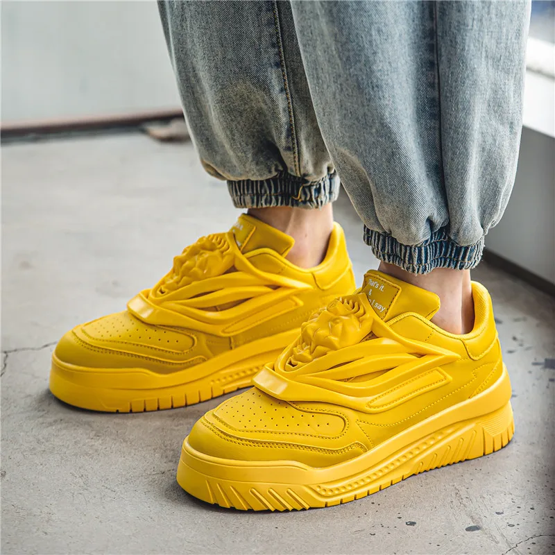 Zapatillas de deporte para hombre, zapatos de Skateboard originales de diseñador, ropa de calle de Hip Hop, cómodos, con plataforma, color naranja,