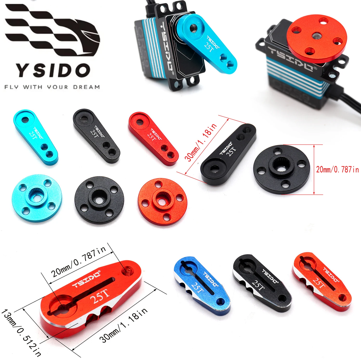 YSIDO Metal Clamping 25T Servo Horn Spline Servo Disc Arm For ProTek Savox Futaba 1/10 Arrma Buggy Monster RC Car Robot Special