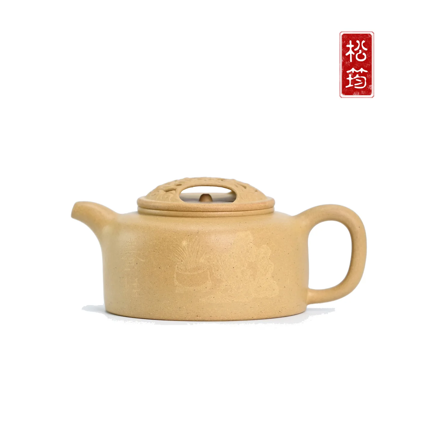 Original Mineral Benshan Green Clay Hand-Carved Painted With Cowhide Lid And Lotus Design Traditional Chinese Style Yixing