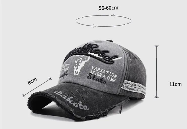 Gewaschene Retro-Baseballkappe, im Used-Look und verstellbarer Sonnenhut – Detail 4