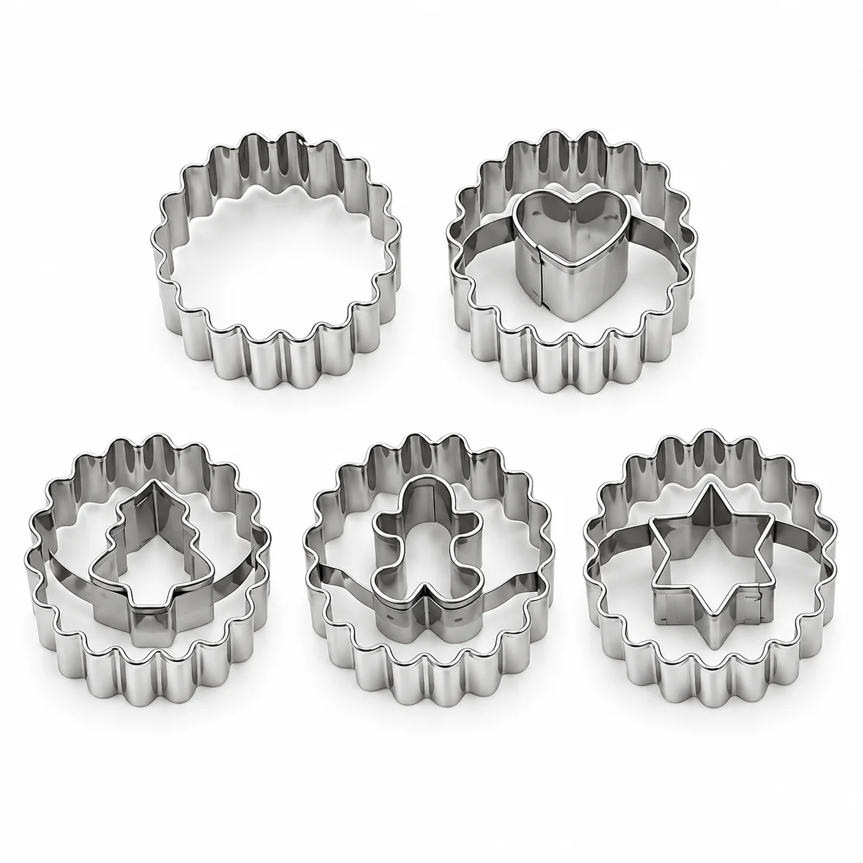 4PCS Christmas Jam Cookie Cutter Set Food-Safe Stainless Steel Heart Star Tree Man Molds for Biscuit Pastry Holiday Home Baking