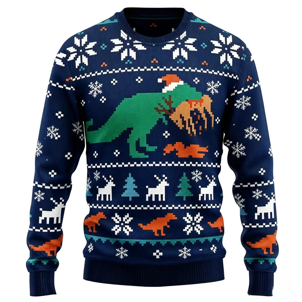 Kids Youth Christmas Ugly Sweatshirts New Fashion Cartoon Dinosaur Graphic Sweater Fall Winter Xmas Boys Gift Tops