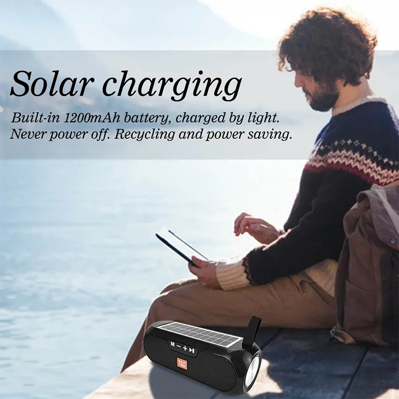 TG182 Solar with flashlight speaker Outdoor Bluetooth speaker 10W USB portable wireless support TF card FM radio assisted input