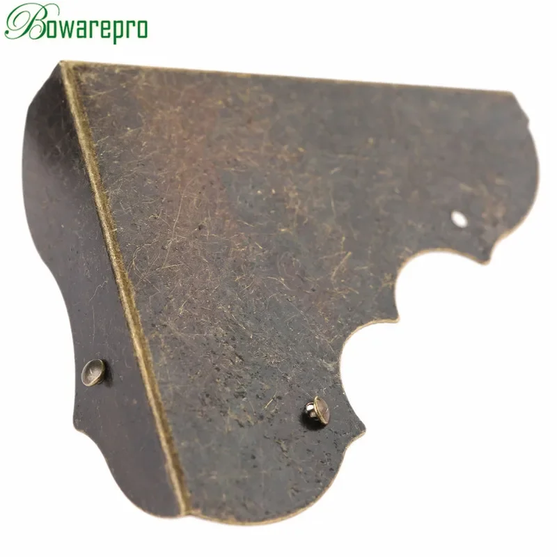 bowarepro 4Pcs Fittings Antique Corner Bracket Jewelry Wooden Box Feet Leg Corner Decorative Protector Furniture Hardware+Nails