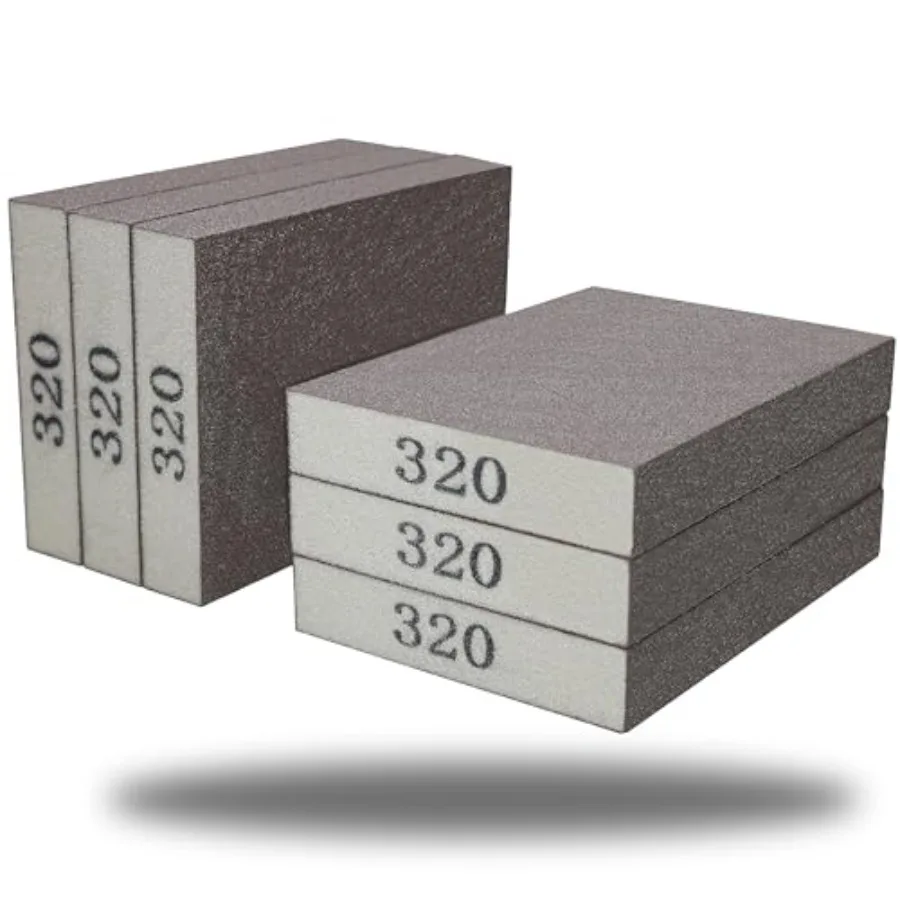 6 Pack Fine Sanding Sponge, Washable and Reusable Sanding Blocks Great for Pot Pan Brush Sponge Brush Glasses Sanding Wood Sand