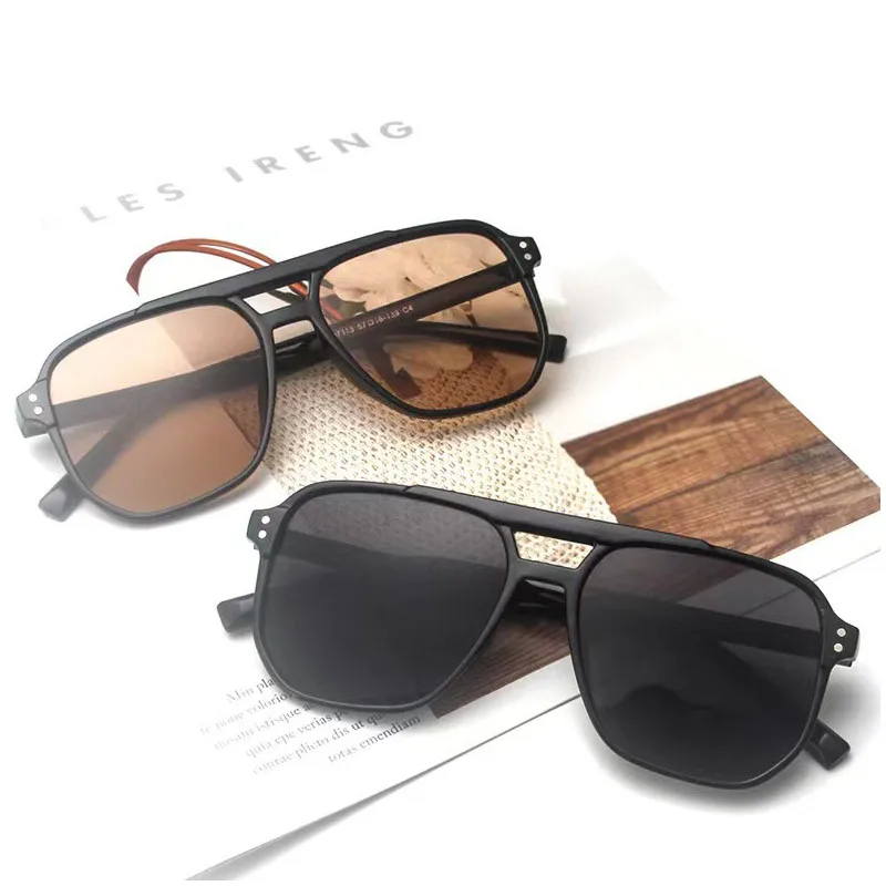 

UV Protection Outdoor Glasses Double Beam Sunglasses Personalized Small Frame Retro Trendy Sun Glasses Female With Box