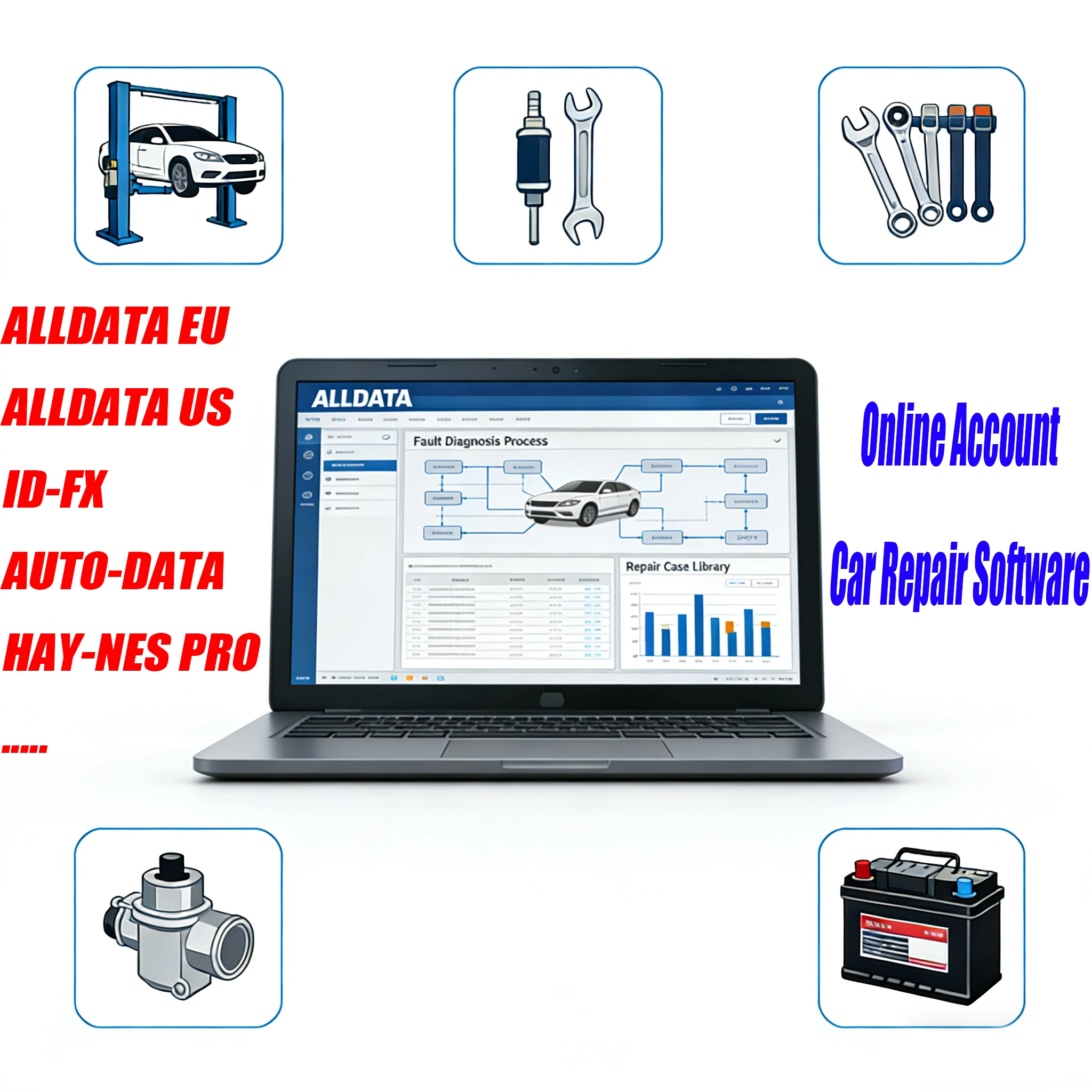 ALLDATA Auto Repair Software Professional Diagnostic Tool Hay-nes Pro ID-FX Auto Data Diagram Workshop Essential