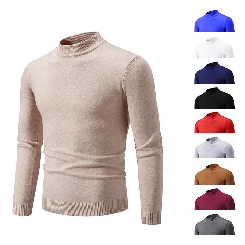 Winter High Neck Thick Warm Sweater Men Turtleneck Brand Mens Sweaters Slim Fit Pullover Men Knitwear Male Double collar