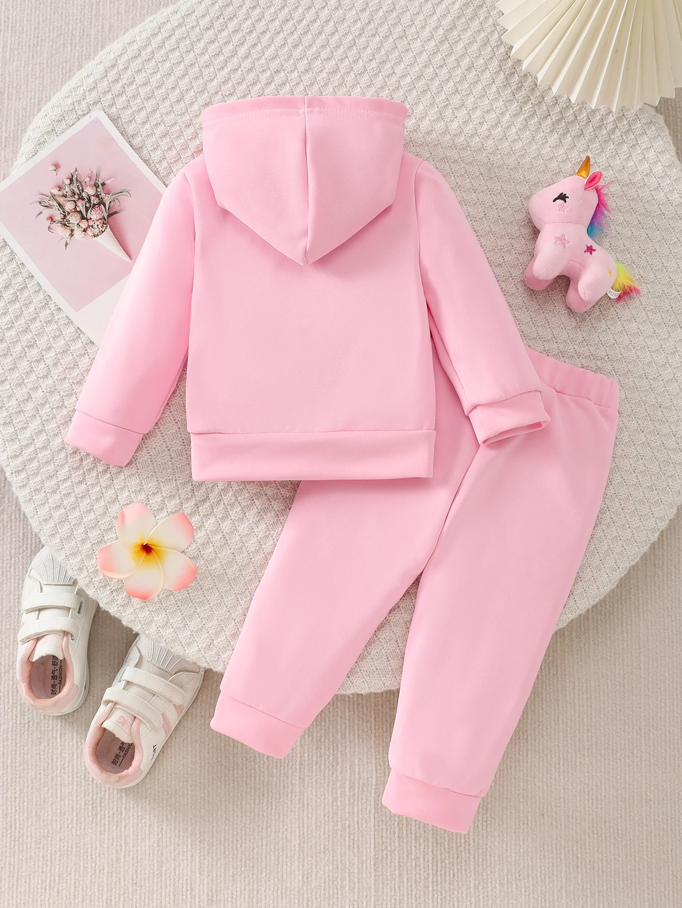 Girls Hoodie And Pants Set Sweet Fresh Cherry Letter Print Hooded Design Soft Fabric Elastic Hem Comfortable Versatile Kids Outf