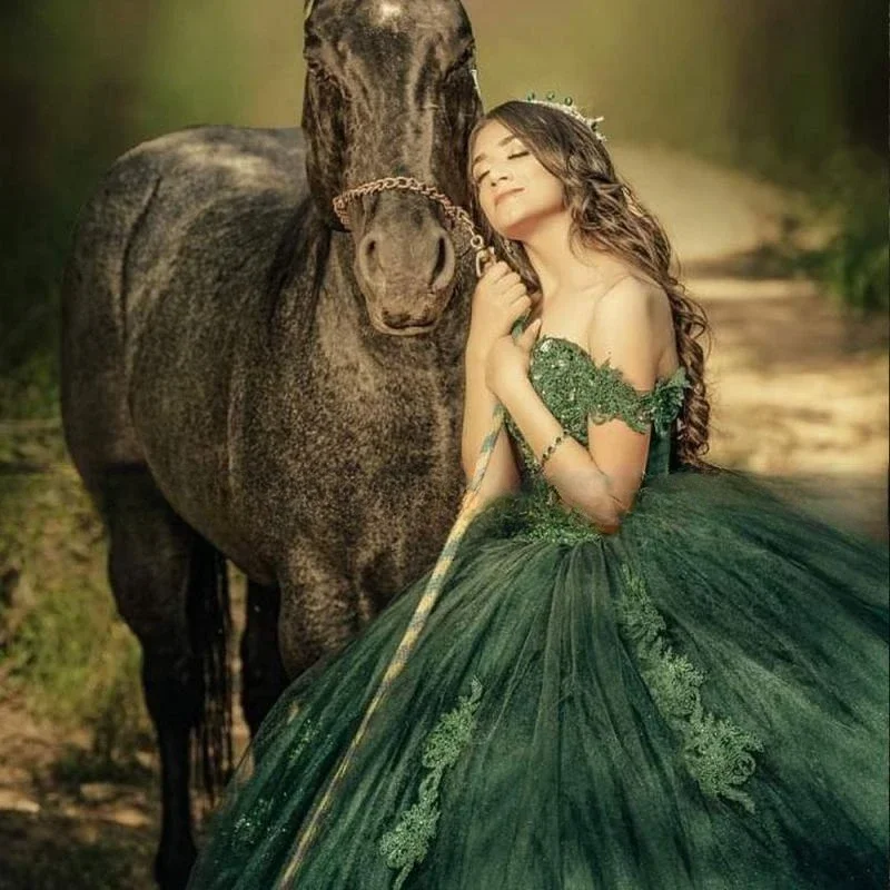 

Green Princess Quinceanera Dress Ball Gown Customized 2025 Party Gown Lace Applique Sweet 16 15 Birthday Dress Vestido De Noiva