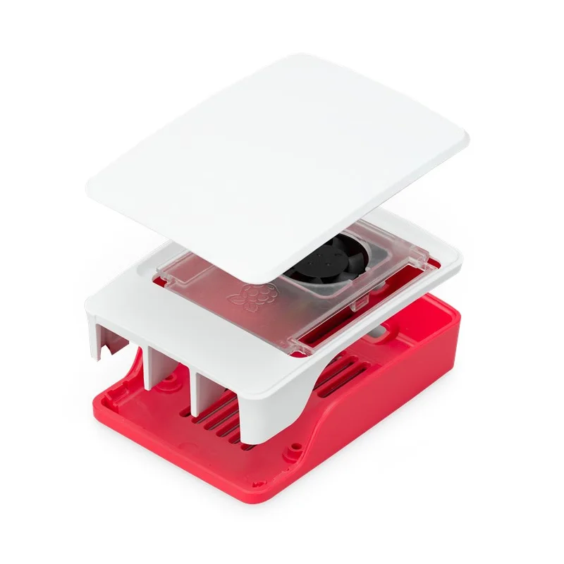 Official Raspberry Pi 5 Case Red White ABS Shell with Temperature Controlled Fan Support Stackable  for  Raspberry Pi 5