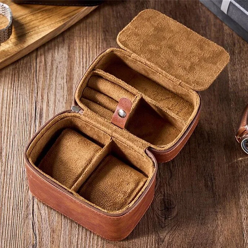 

Винтажная роскошная коробка для часов, кожаная коробка-органайзер для часов, портативные дорожные коробки для хранения часов, мужские наручные часы, сумка на молнии