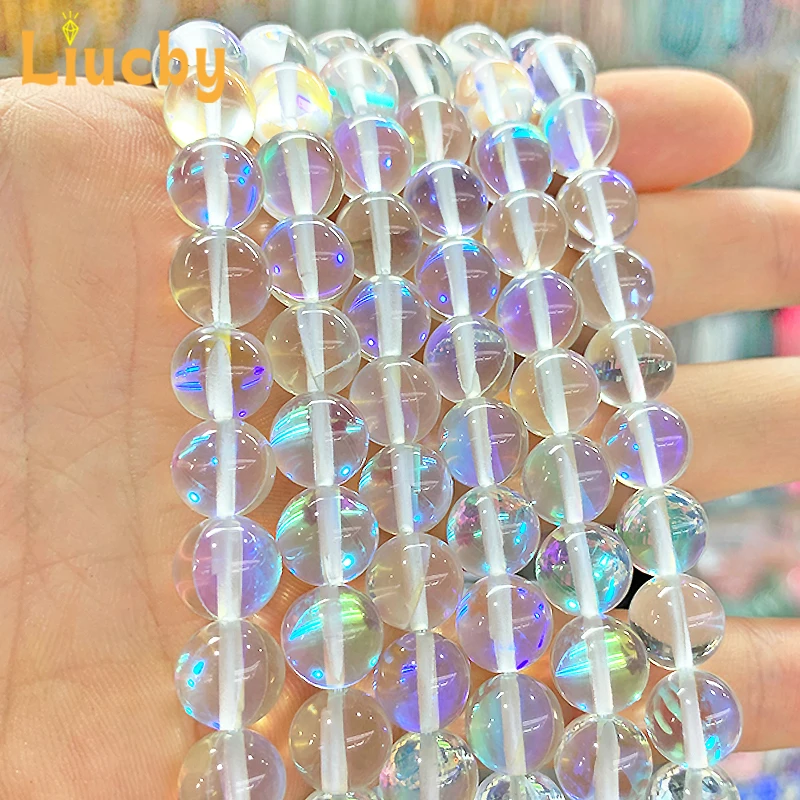 White sparkling round bead crystal Stone Round Beads For Jewelry Making Rings DIY Accessories Necklace 15\