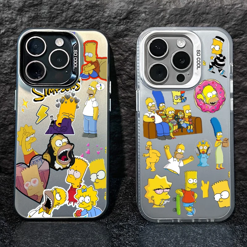 Etui na telefon Apple iPhone 15 14 13 12 11 MAX XR kolorowe posrebrzane wewnątrz etui śmieszne kreskówki Simpsons