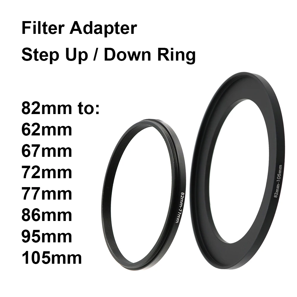 Kamera Lens filtre adaptörü halkası adım yukarı veya adım aşağı halka Metal için 82mm lens - 62 67 72 77 86 95 105mm UV ND CPL Lens Hood vb.