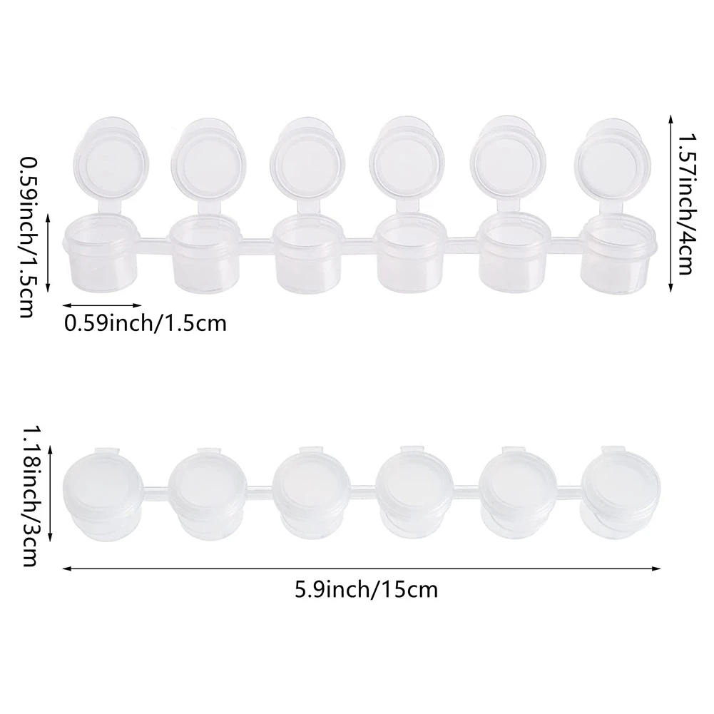 50 Strips Paint Pots Strips,300 Pots 2Ml/0.07 Oz Empty Paint Cup Pots