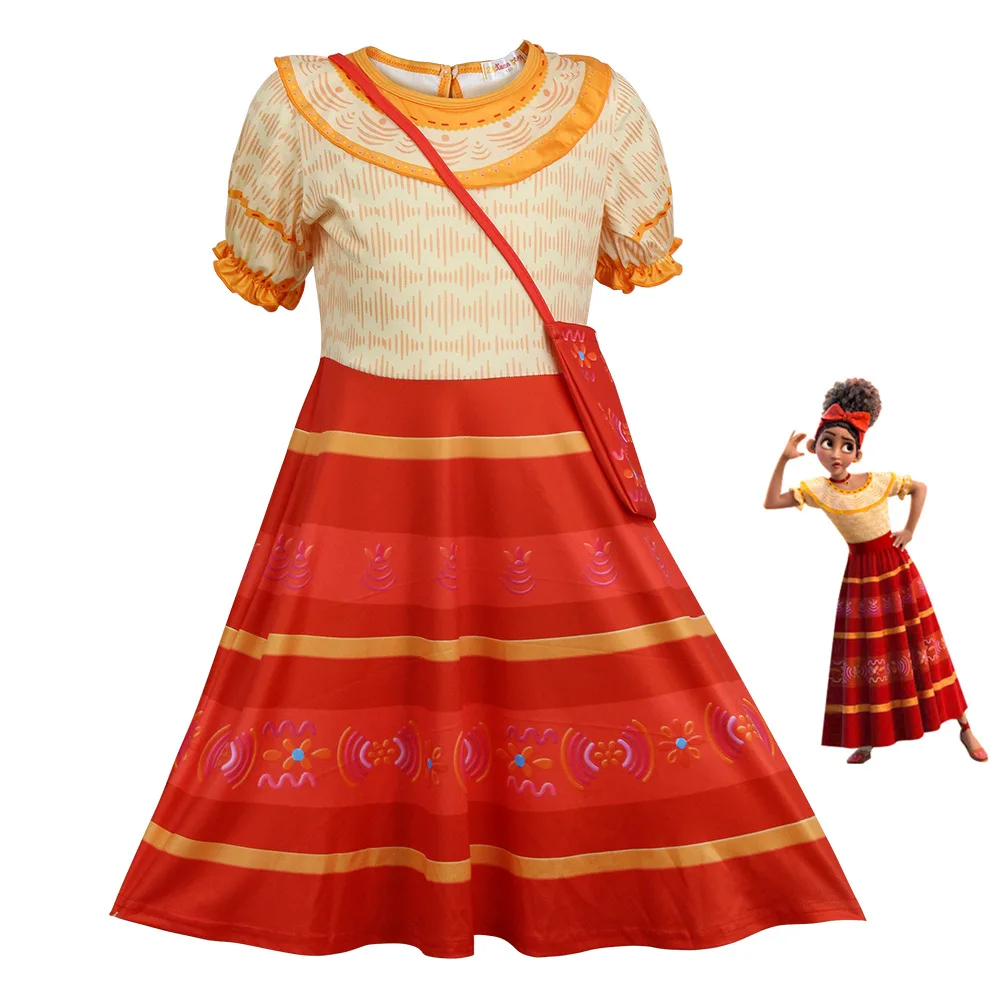 Disfraz de Anime Dolores Madrigal, falda de rayas naranjas Encanto, Cosplay de Halloween, ropa personalizada de Dolores Madrigal