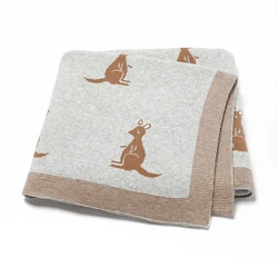 Manta de punto de algodón para bebé recién nacido, envoltura para cochecito de niño, lindo canguro, edredón para cama infantil, fundas para dormir suaves a cuadros de 100x80CM
