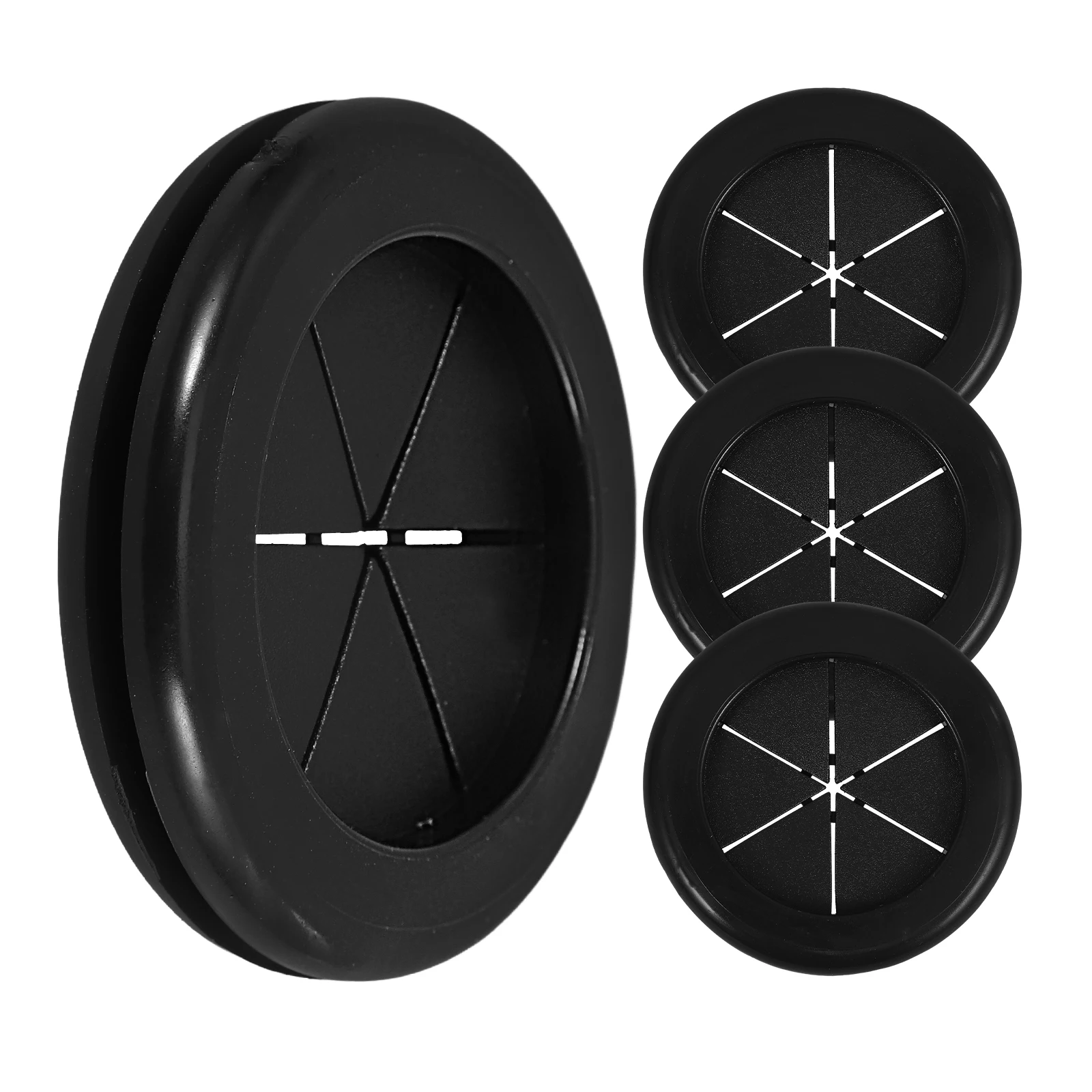 

4Pcs Dual Sided Cable Grommet Black Rubber Wire Protection Desk Cord Hole Cover Waterproof Adjustable Buckle Design