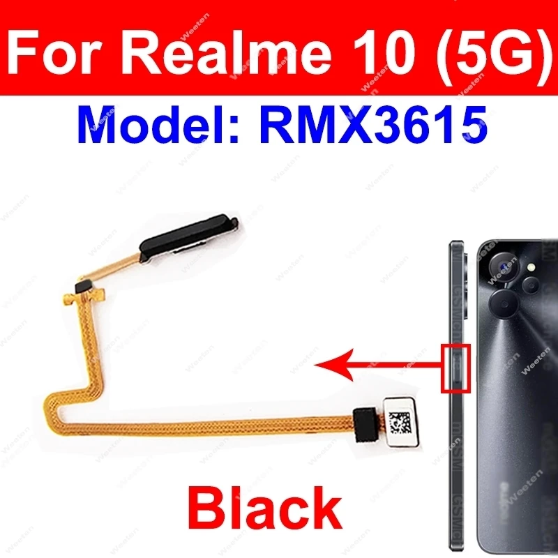 Fingerprint Sensor Flex Cable For Realme 10 10S 10T 10Pro 5G Side Power Button FingerPrint Sensor Flex Cable Spare Parts
