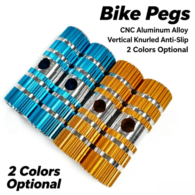 2Pairs Knurled Anti-Slip Aluminum Alloy Bike Stunt Foot Pegs Wear Resistant Pegs for BMX Dirt Jump MTB