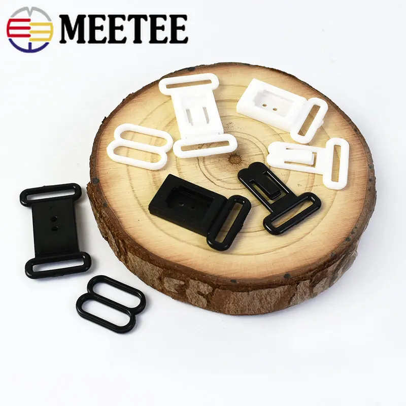 Meetee 50/100Sets 12.5mm Adjustable Hooks Buckles For Bra Plastic Decoration Bow Tie Clasps DIY Underwear Women\'s Accessories