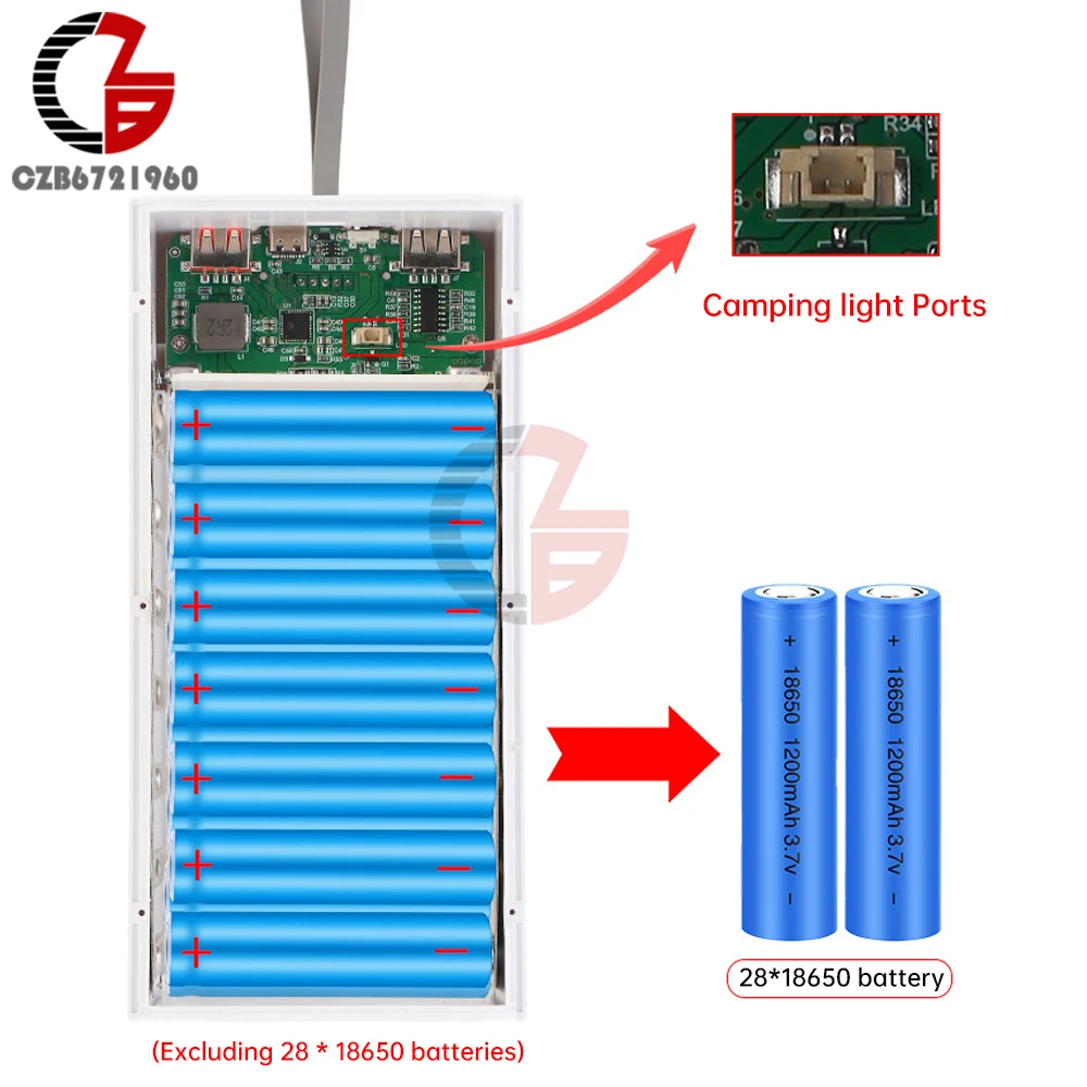 28x18650 Battery Storage Box Flashlight Battery Charger Box Power Bank Holder Mobile Power Solder Free kit Battery Shell Storage