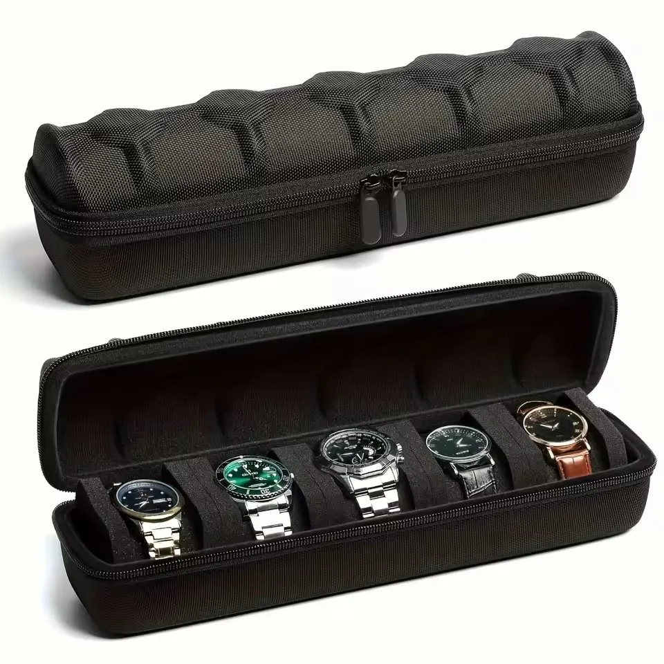 1pc Heavy-Duty Watch Organizer with Flip-Top Lid - 3/5-Slot Watch Storage Box, Scratch-Resistant Interior, Portable Watch Case