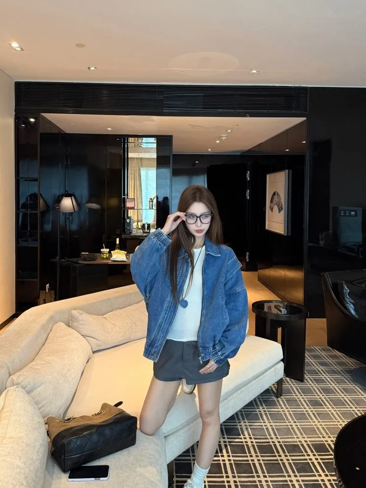 

Джинсовое джинсовое платье в стиле ретро в американском стиле, женское свободное повседневное зимнее пальто средней длины, модный топ, повседневная модная верхняя одежда